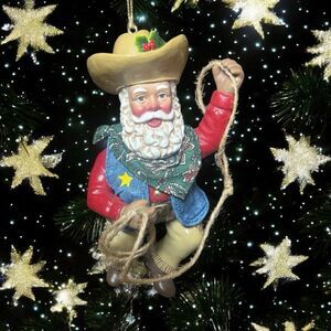 Dept 56 Cowboy Santa Claus Lasso Pastimes Ornament Collectible Rare Christmas